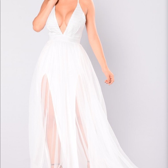 fashion nova white prom dress